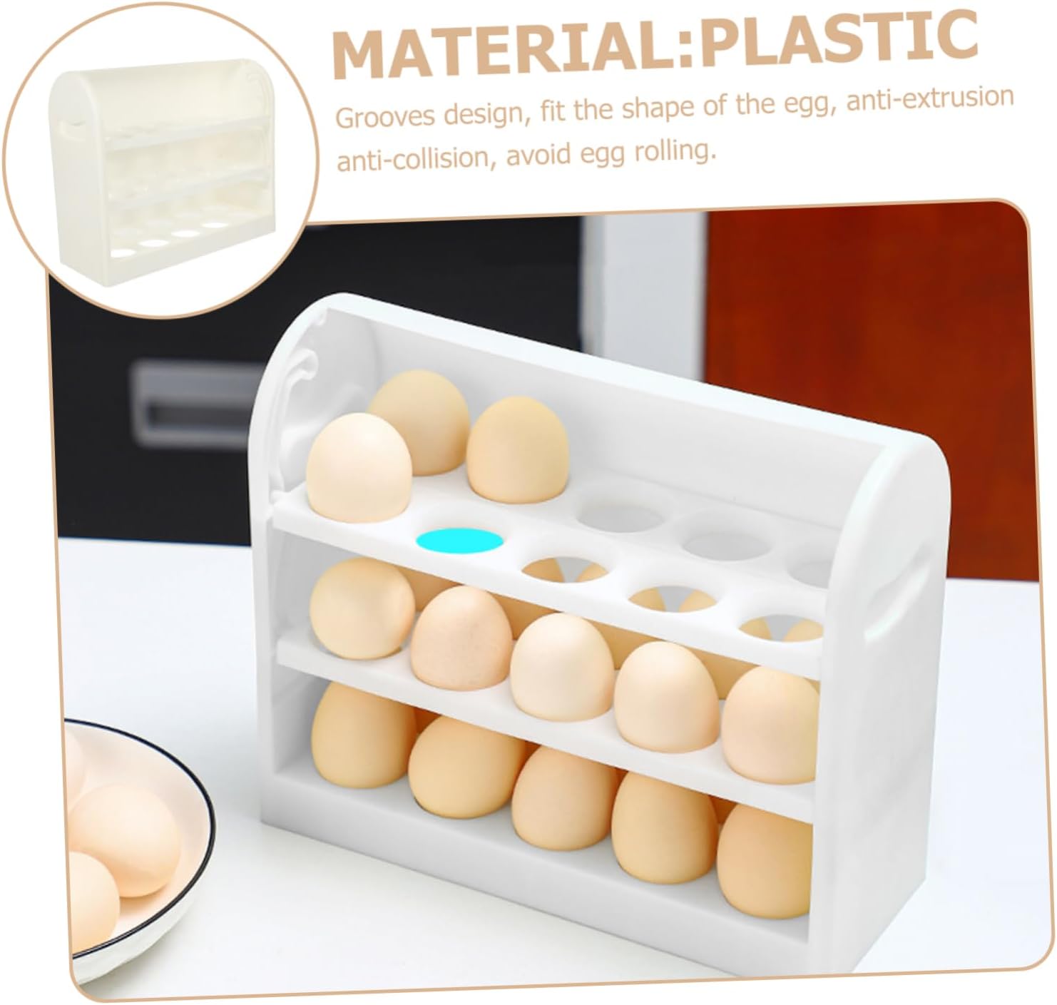 2pcs Egg Storage Box Stackable Egg Trays Egg Holder for Kitchen Containers with Lids Kitchen Egg Organizer Household Egg Holder Flip Egg Tray White Dog Refrigerator Ppé, 02135 (White)