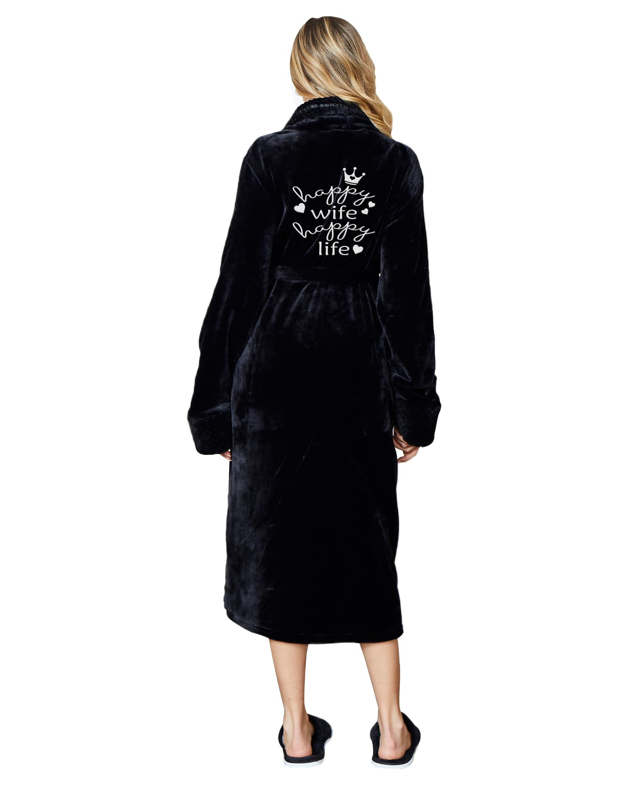 Lotus Linen Personalized Plush Bathrobe Women Custom Bath Robe Embroidered Monogram Loungewear Gift