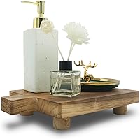 Teniinet Handmade Wooden Tray for Bathroom & Kitchen - Water-Resistant Soap Dish, Candle Holder, Plant Stand (10.8x6.9 Inch, Natural Wood)