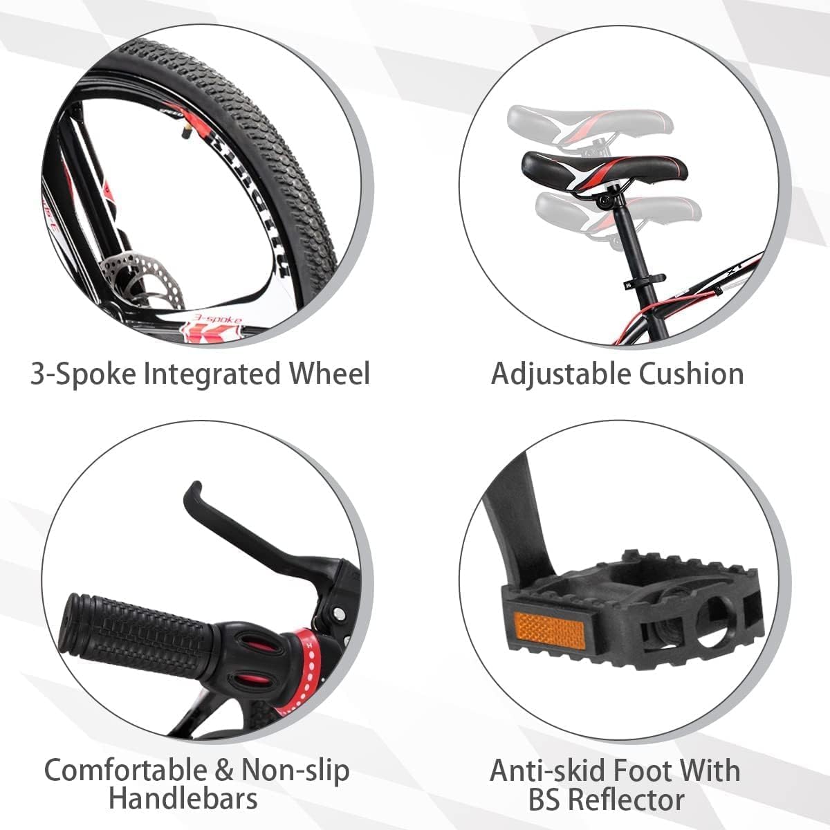 26 inch Mountain Bike with 7/21 Speeds Lightweight Cycling Bicycles, Dual Disc/V Brake,Metal Frame Bicycle for Men and Women, Adult Racing Bike, Road Bike(Blue/Grey/Black/White)