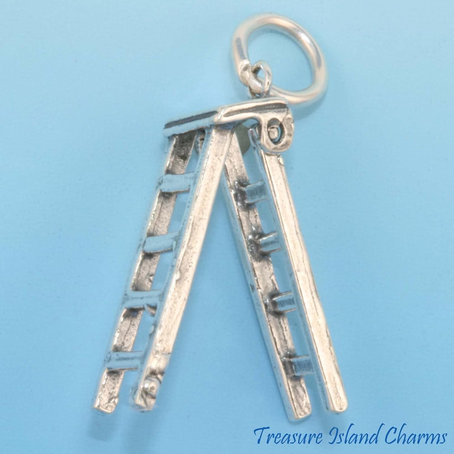 Step Ladder Movable 3D 925 Solid Sterling Silver Charm Pendant Bracelet Jewelry Making Supply