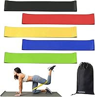 Vista 1 de Medstation Juego de 5 bandas de resistencia para ejercicio, pilates, yoga y terapia física, látex natural con bolsa de transporte
