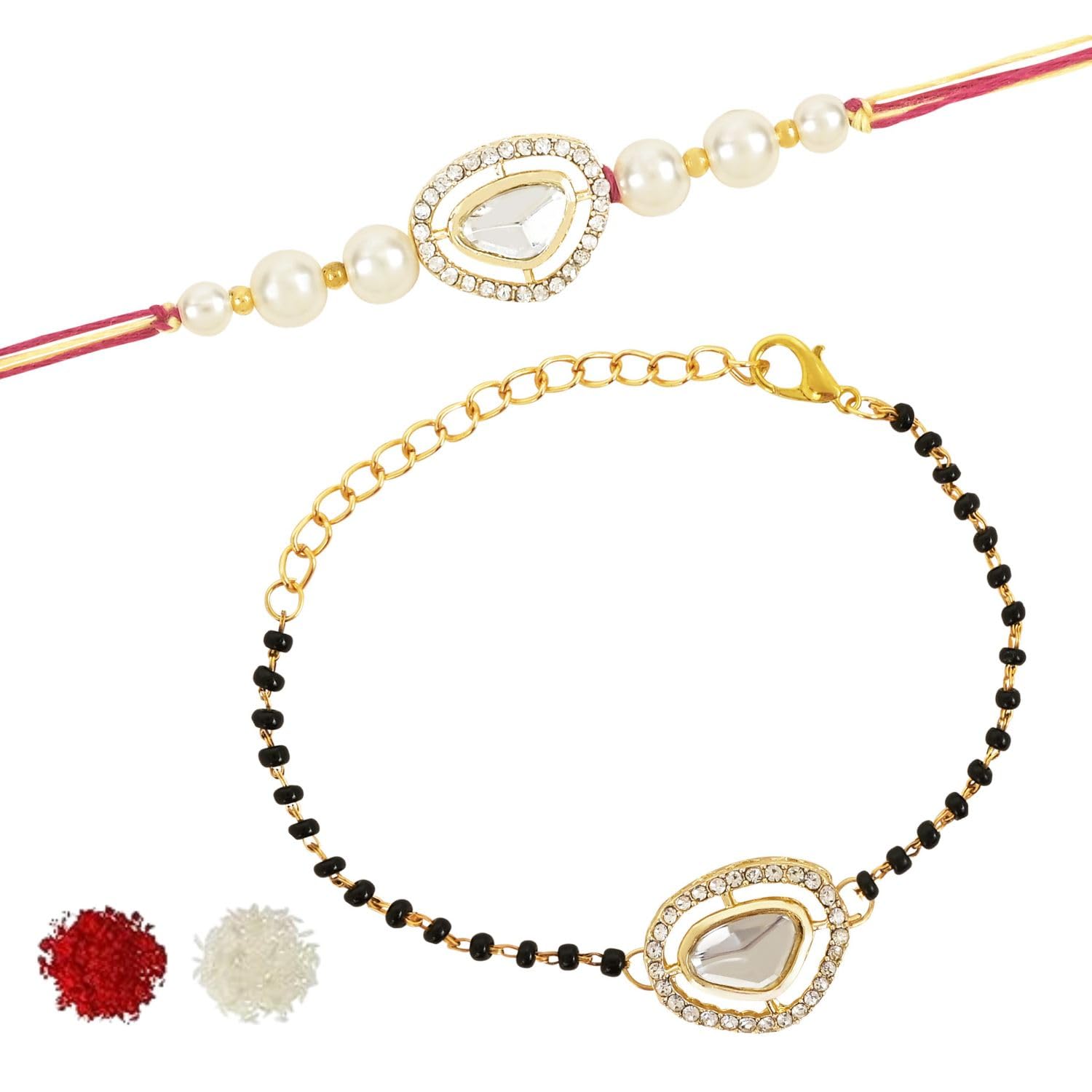 See full amazon price history chart for I Jewels Elegant Kundan Stone Bhaiya Bhabhi Mangalsutra Bracelet Rakhi Set With Roli Chawal & Rakshabandhan Card For Brother/Bro/Men (R137-CO) I Jewels Elegant Kundan Stone Bhaiya Bhabhi Mangalsutra Bracelet Rakhi Set With Roli Chawal & Rakshabandhan Card For Brother/Bro/Men (R137-CO) (B0CBVJD18Z) Amazon Price History, Amazon Price Tracker