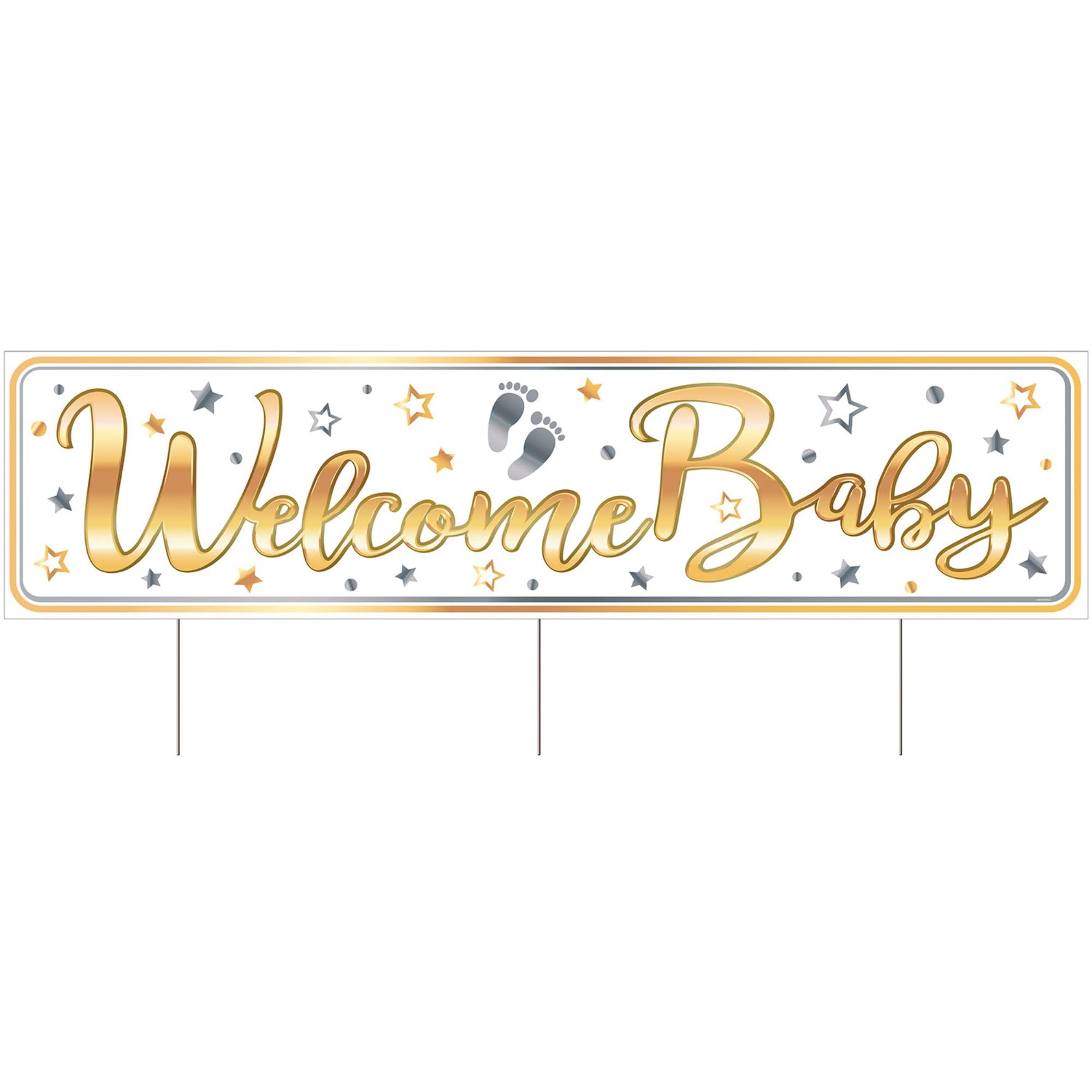 Panneau Welcome Baby en plastique durable premium pour décoration extérieure chic