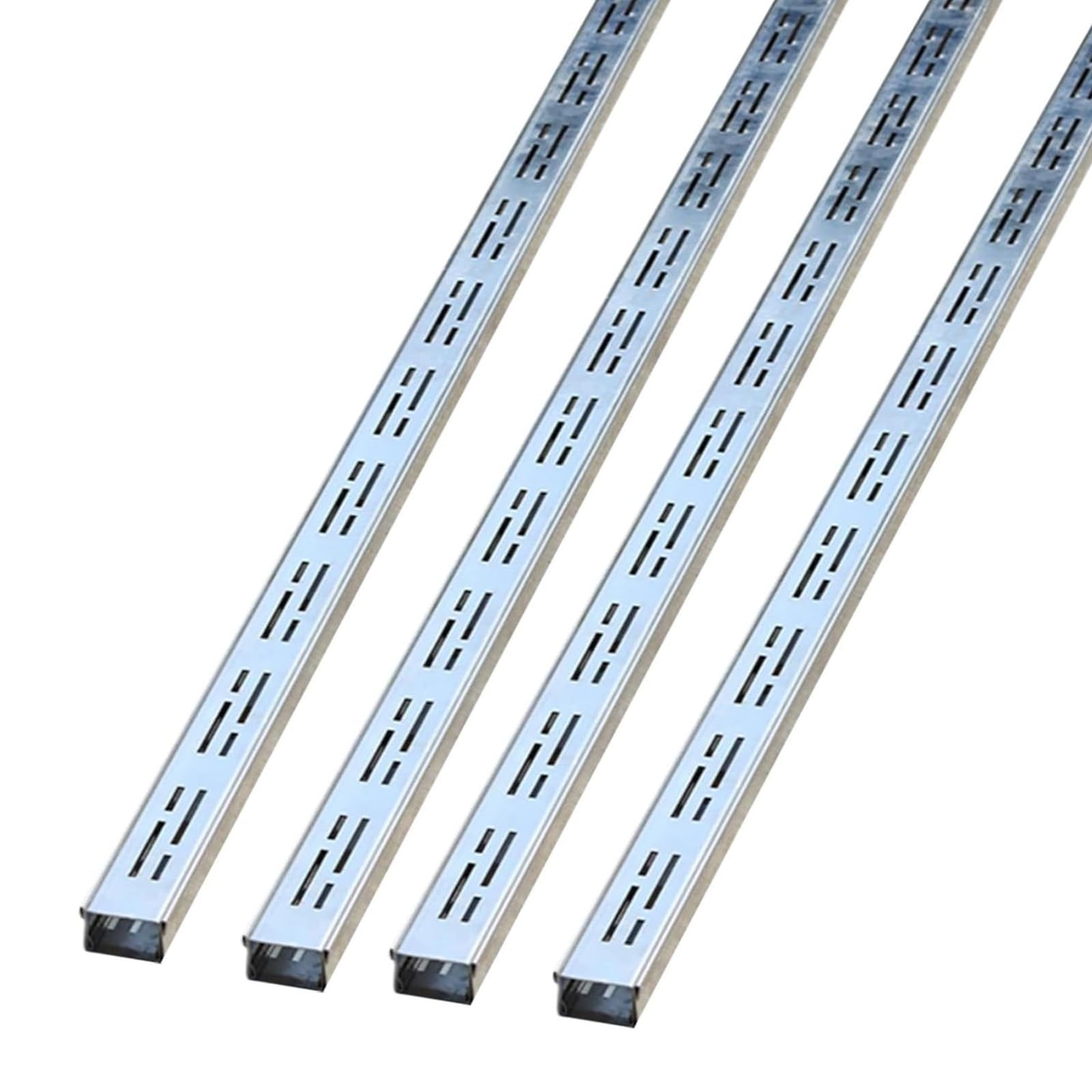 WDJBPSH caniveau Exterieur Kit de Caniveau Fin de 1 M de Long, Extérieur, avec Dérivation d'eau, Caniveau de Drainage pour Trottoir, Grilles D'égout en Acier Inoxydable(Silver 4 pcs,15x5cm(5 7/8x2))
