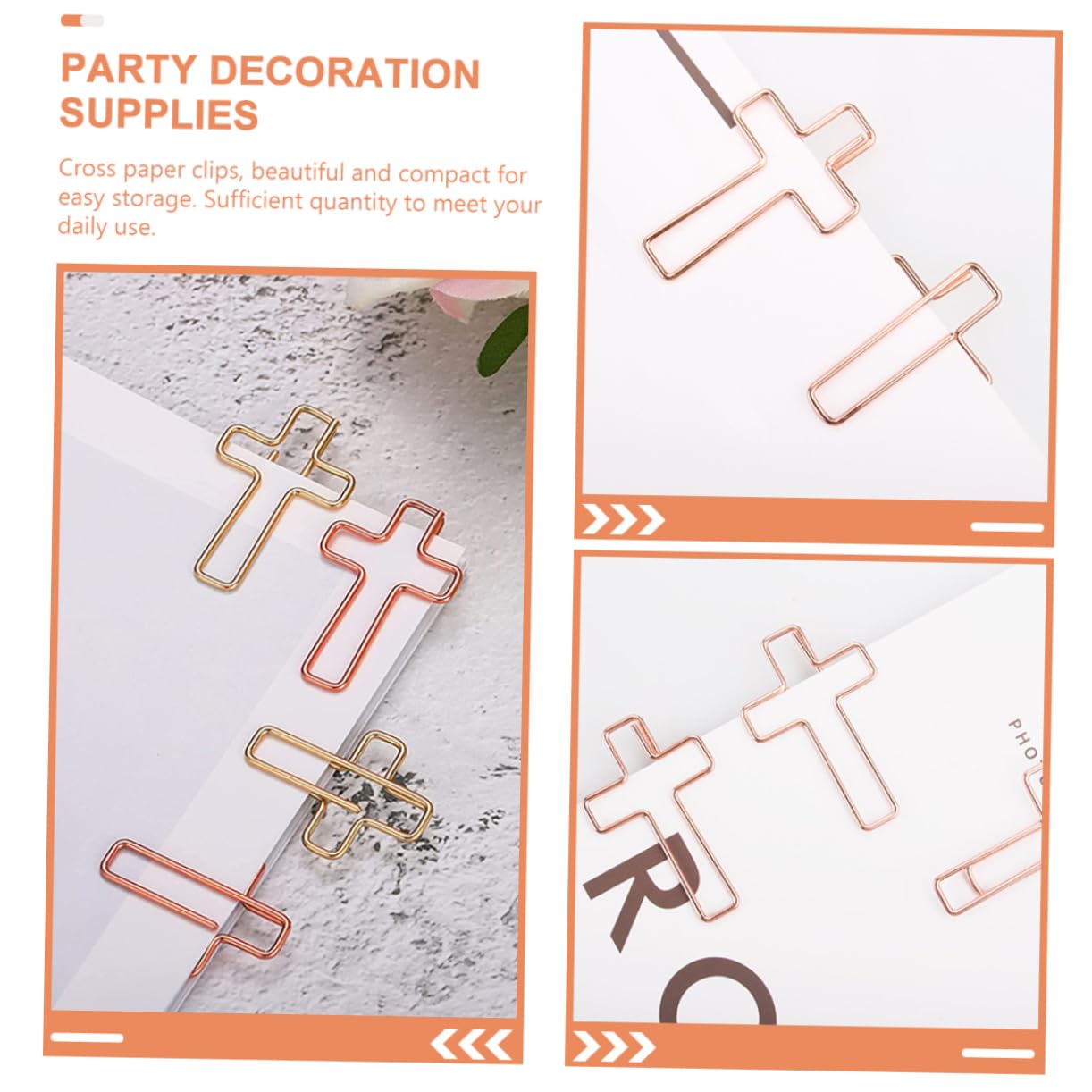 10 pezzi Graffette Metalliche Forma Clip per Documenti Creative Resistenti Adatte per Ufficio e Studio Colorazione Oro Rosa Facili da Usare e Non Danneggiano La Carta