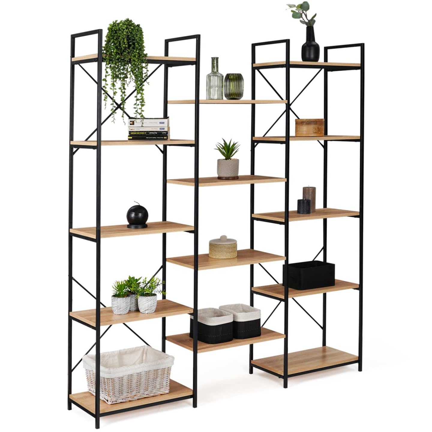 IDMarket - Étagère bibliothèque Trio 5 Niveaux Detroit Design Industriel 170 cm