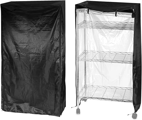 Miniatura 9 de QWORK Cubierta para unidad de almacenamiento, cubierta de estante de alambre para estante de 60 x 24 x 72 pulgadas, tela Oxford 210D, para mantener