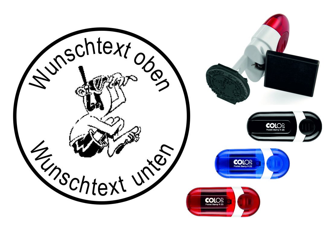 Diving Stamp "Robbe With Snow Glasses" With Personal Name And German Text " Robbe" - Pressure Size: Approx. 24 Mm - Logo Stamp