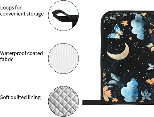 Miniatura 148 de Manoplas de horno y soportes para ollas, arte de mármol blanco y dorado, juego de 4 guantes de cocina resistentes al calor, antideslizantes