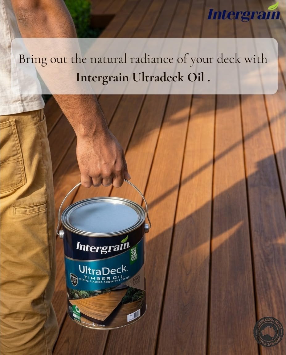 Intergrain UltraDeck Exterior Wood Deck Oil β Natural Finish (4 LTR) | Waterproof & UV Resistant Coating for Decks & Outdoor Furniture | Low Odour, Water-Based, Long-Lasting Wood Decking Oil 2