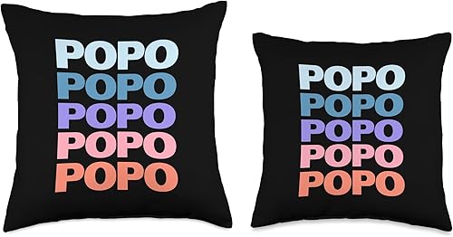Miniatura 3 de Cool Grandfather Popo Father's Day Gift Ideas Divertida almohada moderna con diseño de texto repetido Popo Grandpa Granddad (18 x 18 pulgadas),