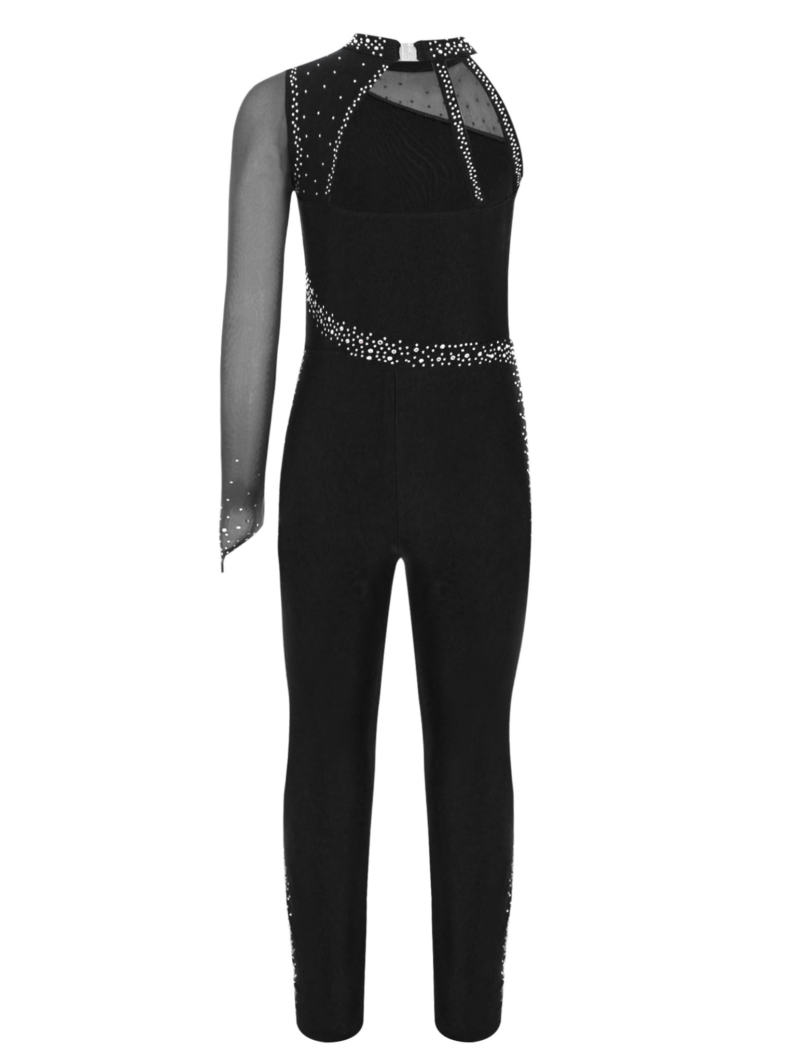Maillot de Danza para Ballet Niña Mono Deportivo de Manga Completa un Hombro con Brillante