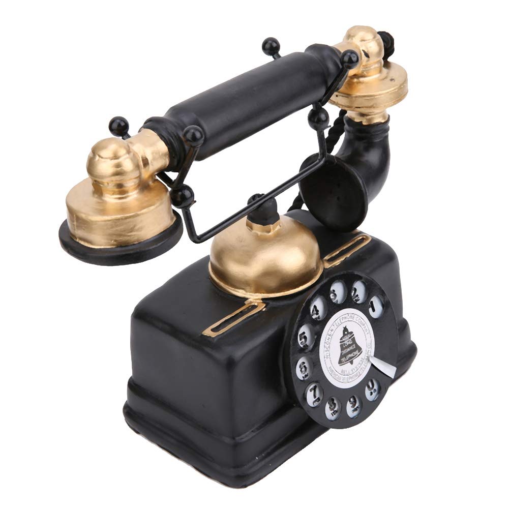 Antikes Telefon Deko Figur aus Harz, Retro Schreibtisch Ornament, Klassische Telefon Statue für Zuhause, Büro, Café, 18,5 x 16 cm, Geschenkidee
