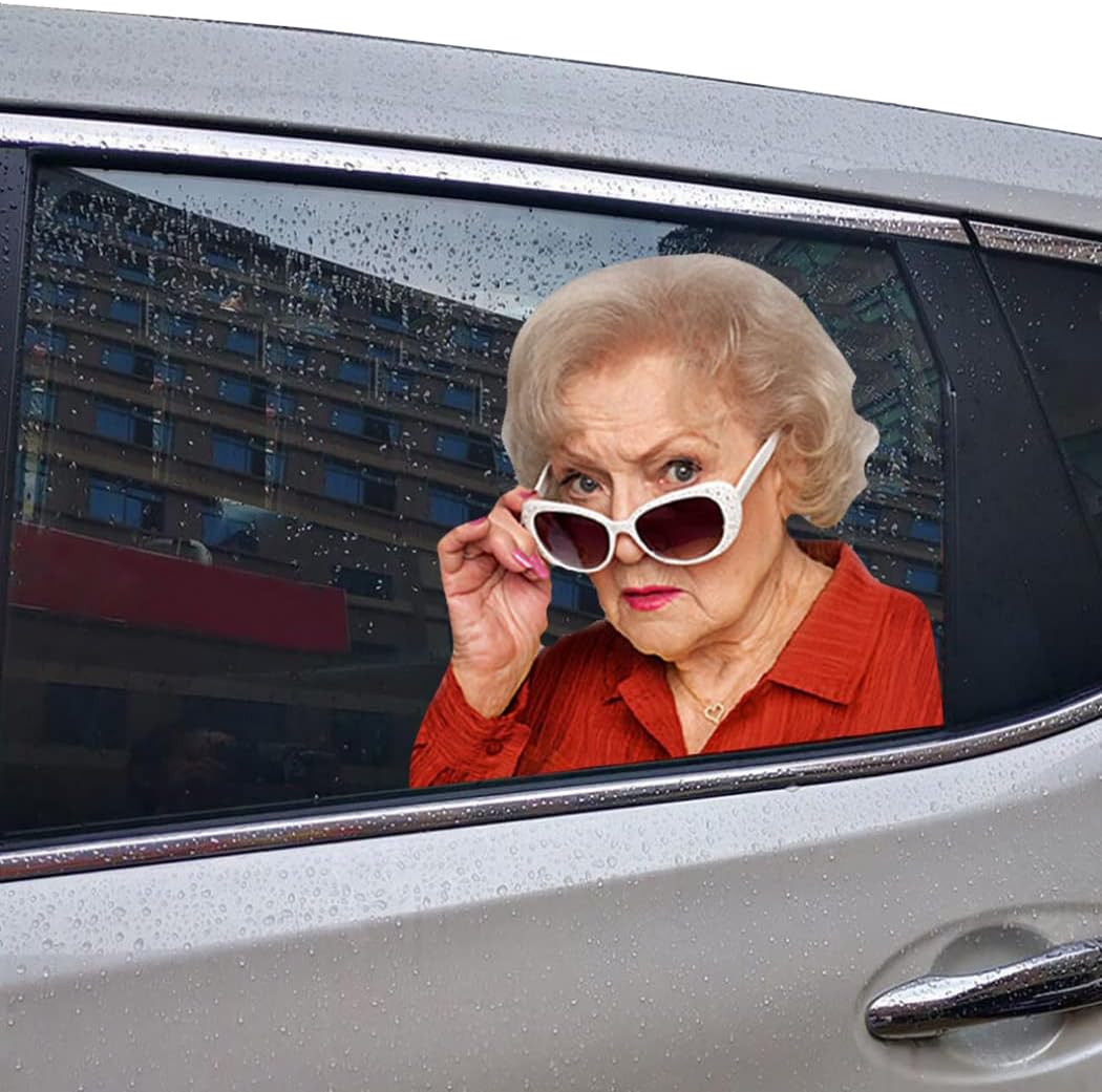 BettyWhite Car Window Cling Funny Car Window Decals