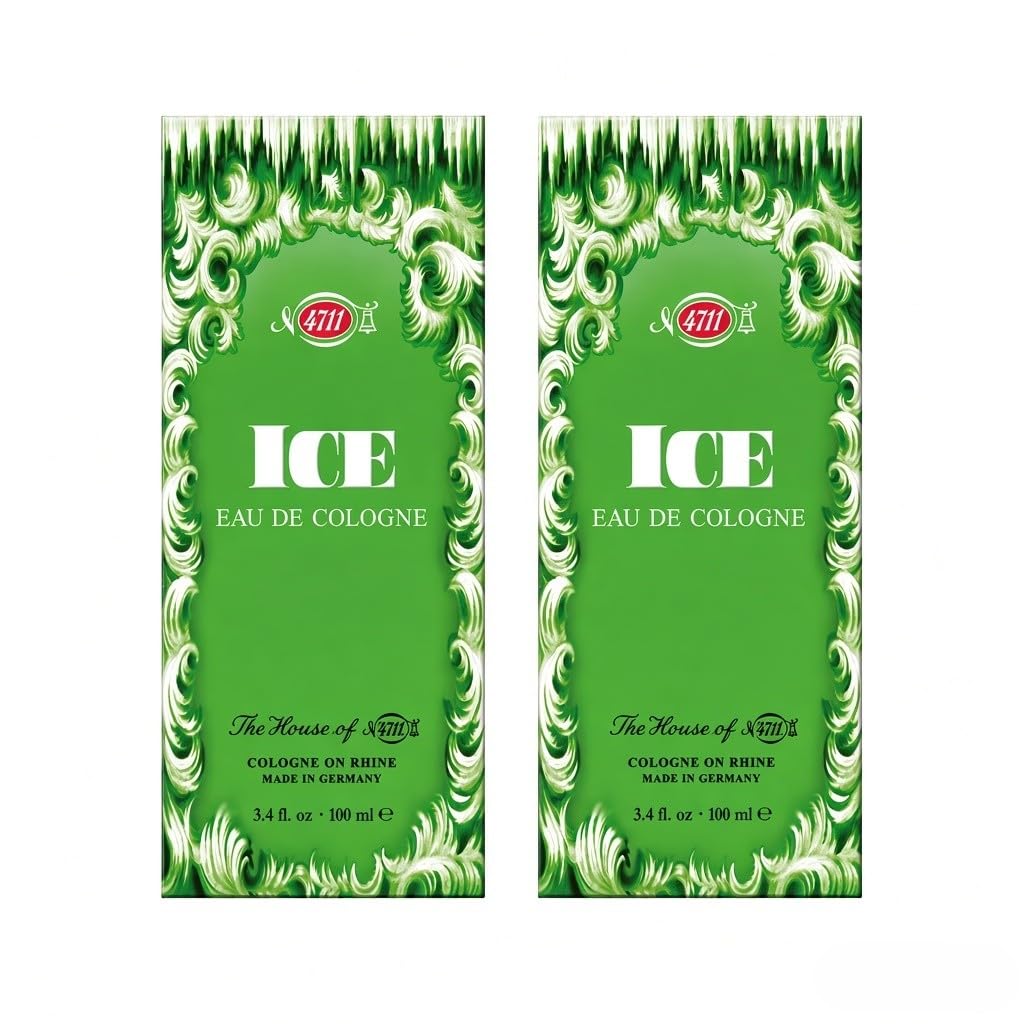 ice green eau de cologne splash citrus mint fragrance 100ml | 2 units | unisex daily use, 2 units, crafted in germany, double-sealed bottle, citrus & neroli notes