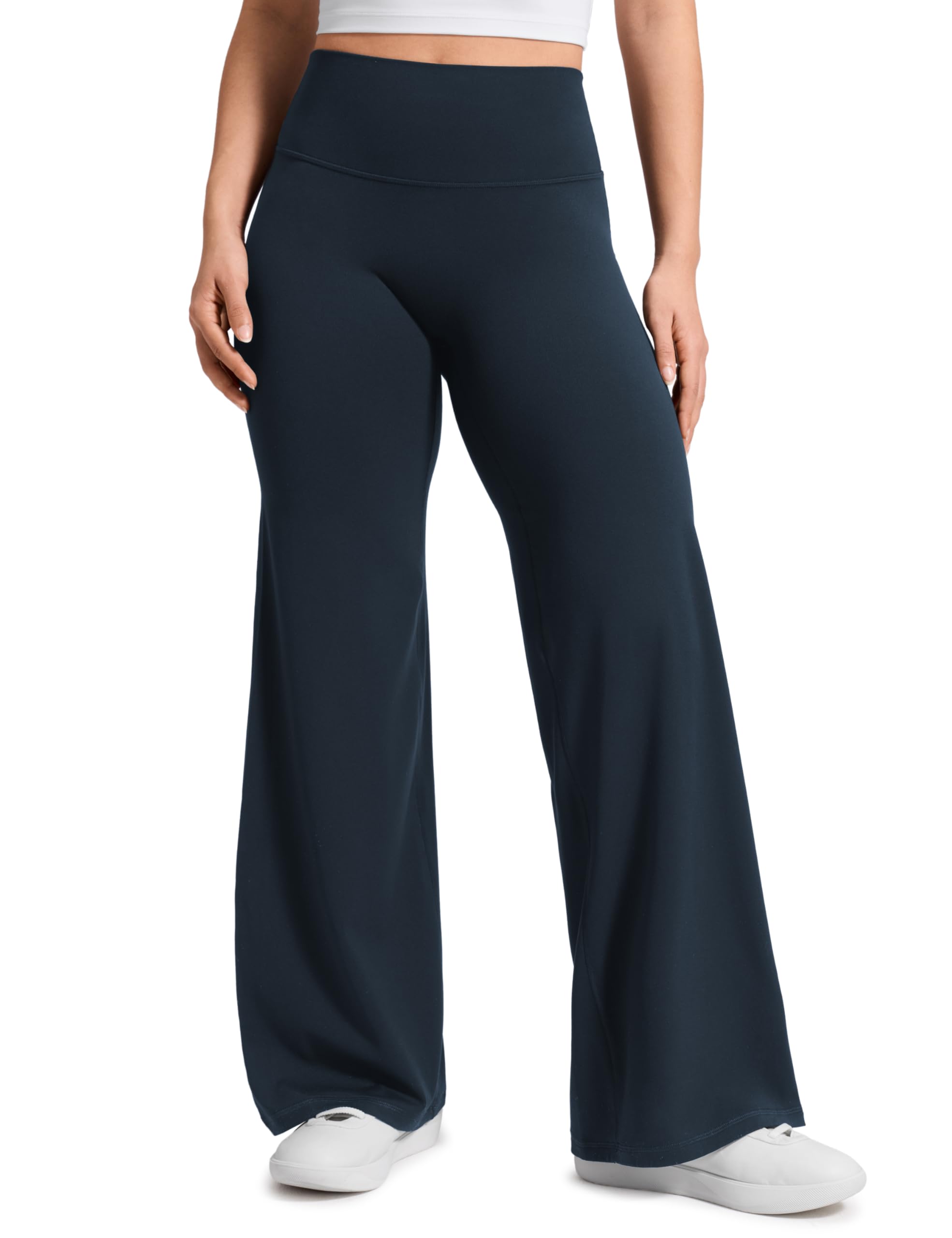 CRZ YOGA Softretch Damen Weites Bein Hosen Straight Yoga Leggings Blickdicht Schlaghose Hohe Taille Flared Yogahosen Freizeithose Freizeit Sport - 71/76/81cm
