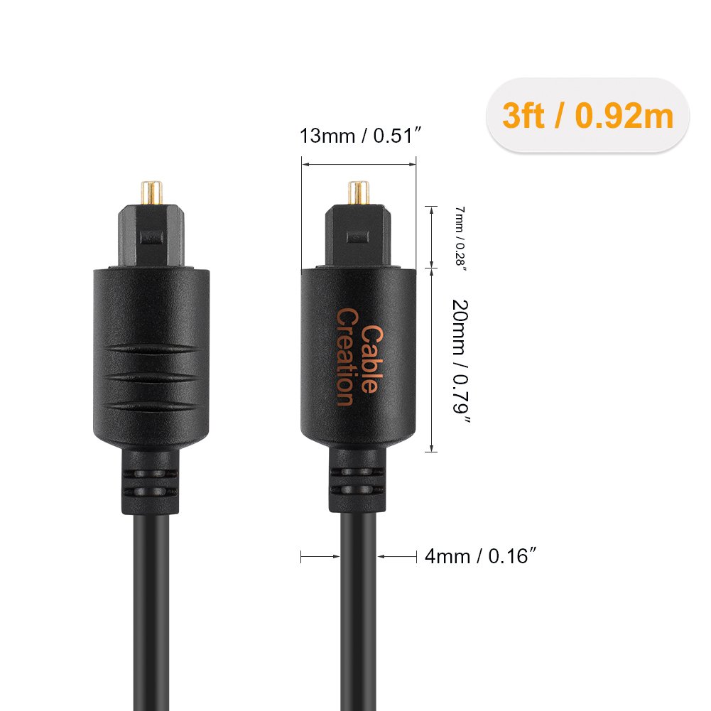 Buy Optical Audio Cable, CableCreation 3 Feet Fiber Optic Cable [S/PDIF