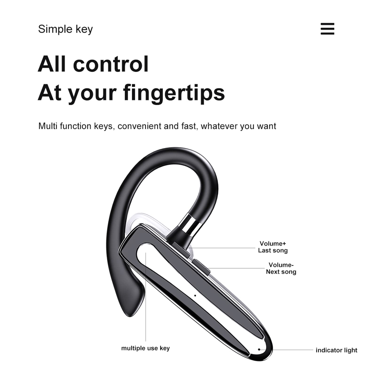 Xmenha Bluetooth Headset mit Mikrofon Freisprechanlage Bluetooth Ohr Headset In Ear Kopfhörer mit Ladeetui für Autofahren Business Büro drahtlos Kopfhörer Earphones Freisprecheinrichtung Schwarz