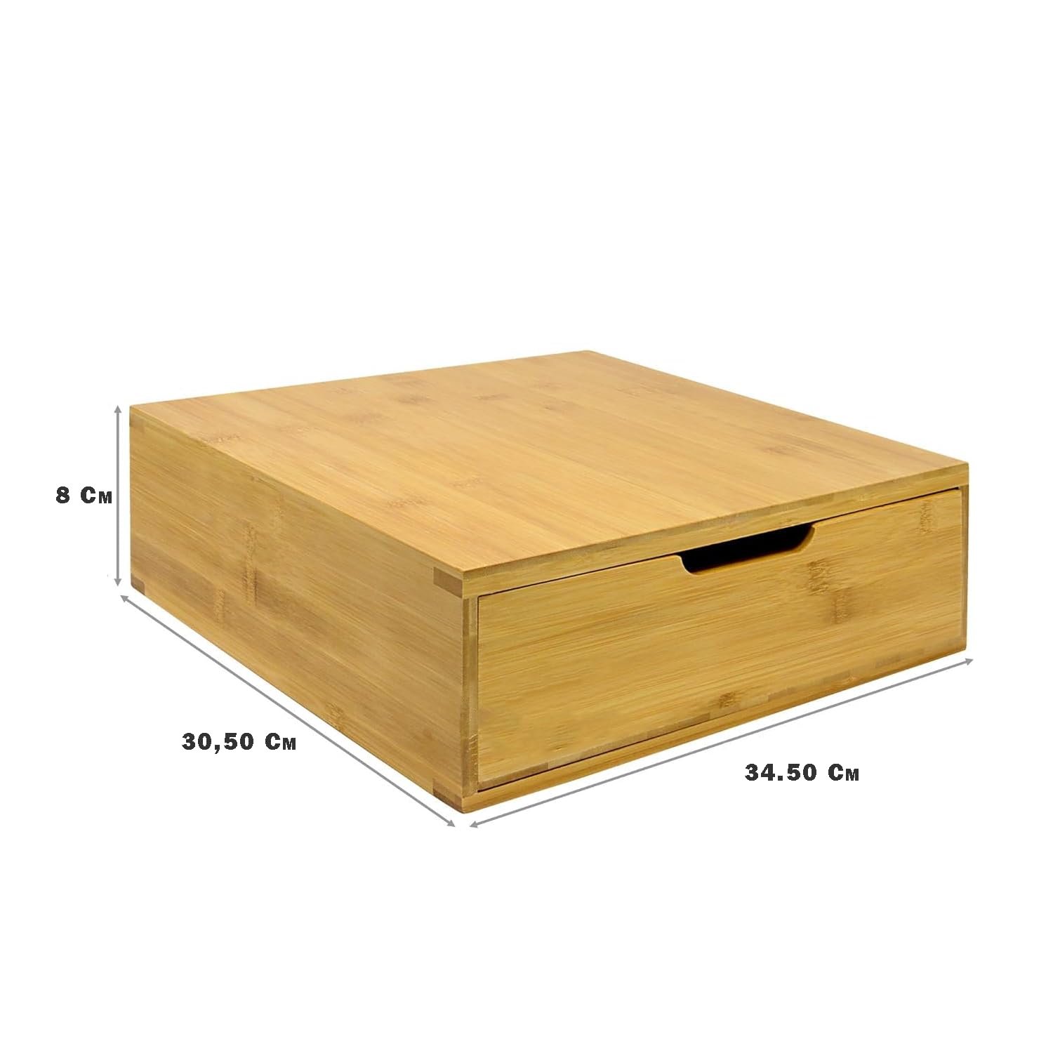 Portacapsule Bambù 1 Cassetto Scomparti Organizzatore Capsule Cialde Tisane Tè Bustine Di Zucchero Bicchierini 30,5x34,5x8Cm