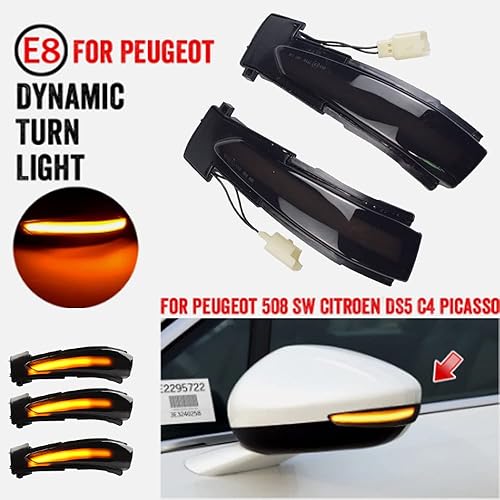 Miniatura 5 de LED dinámica señal de giro luz lateral intermitente lámpara secuencial Asamblea para Peugeot 508 SW Citroen DS5 C4 Grand Picasso II