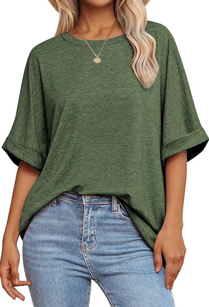 Naivikid Womens Oversized T Shirts Loose Fit Crewneck Short Sleeve Summer Casual Blouse Y2K Tee Tops S-XXL