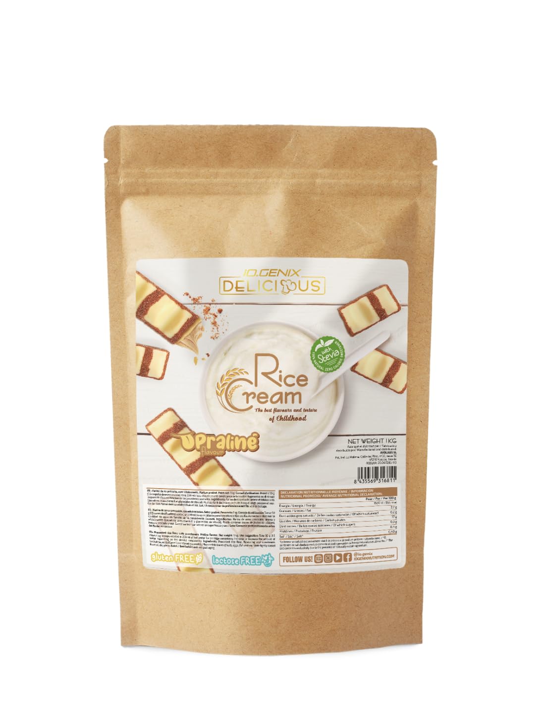 iO.GENIX - Crema de Arroz | 1 kg | Harina de Arroz Precocida | Fuente de Energia | Buena Digestibilidad (White Choco Rings) — view 13