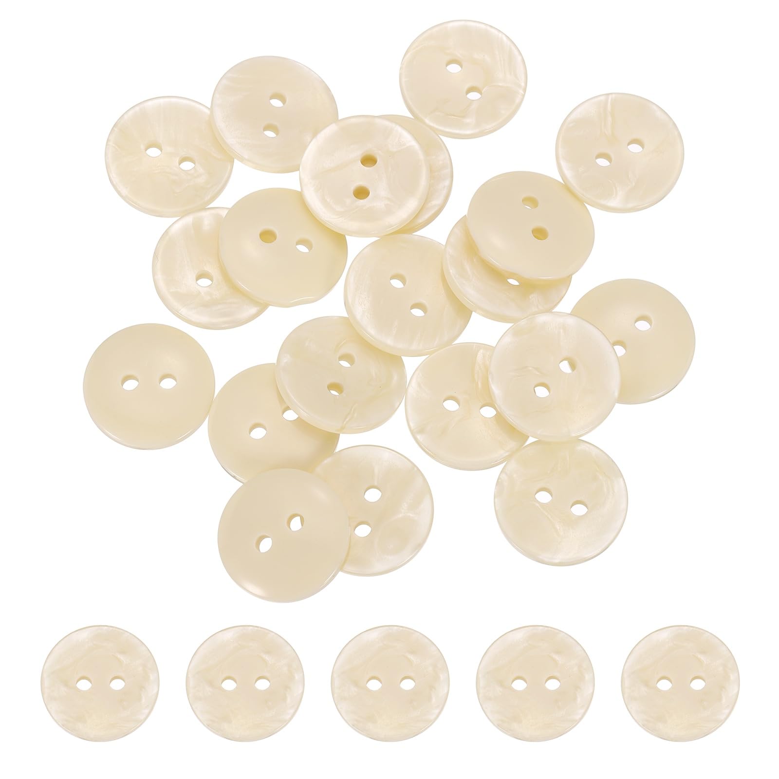 sourcing map 25Pcs 18mm Mother of Pearl Buttons 2 Holes for Sewing Clothes