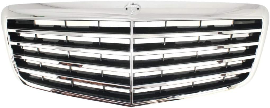 For Mercedes-Benz E320 / E350 / E550 Grille Assembly 2007 2008 2009 | Chrome Shell w/Painted Black Insert | Sedan/Wagon | Plastic | MB1200146 | 21188017839040