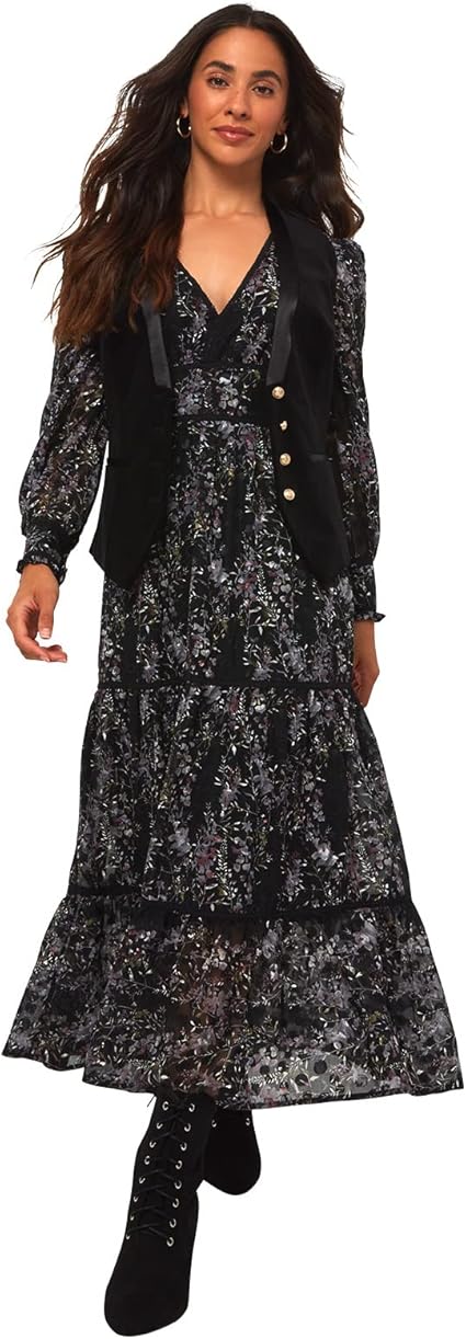 Joe Browns Women's Abstract Winter Florals V Neck Dress Casual Night