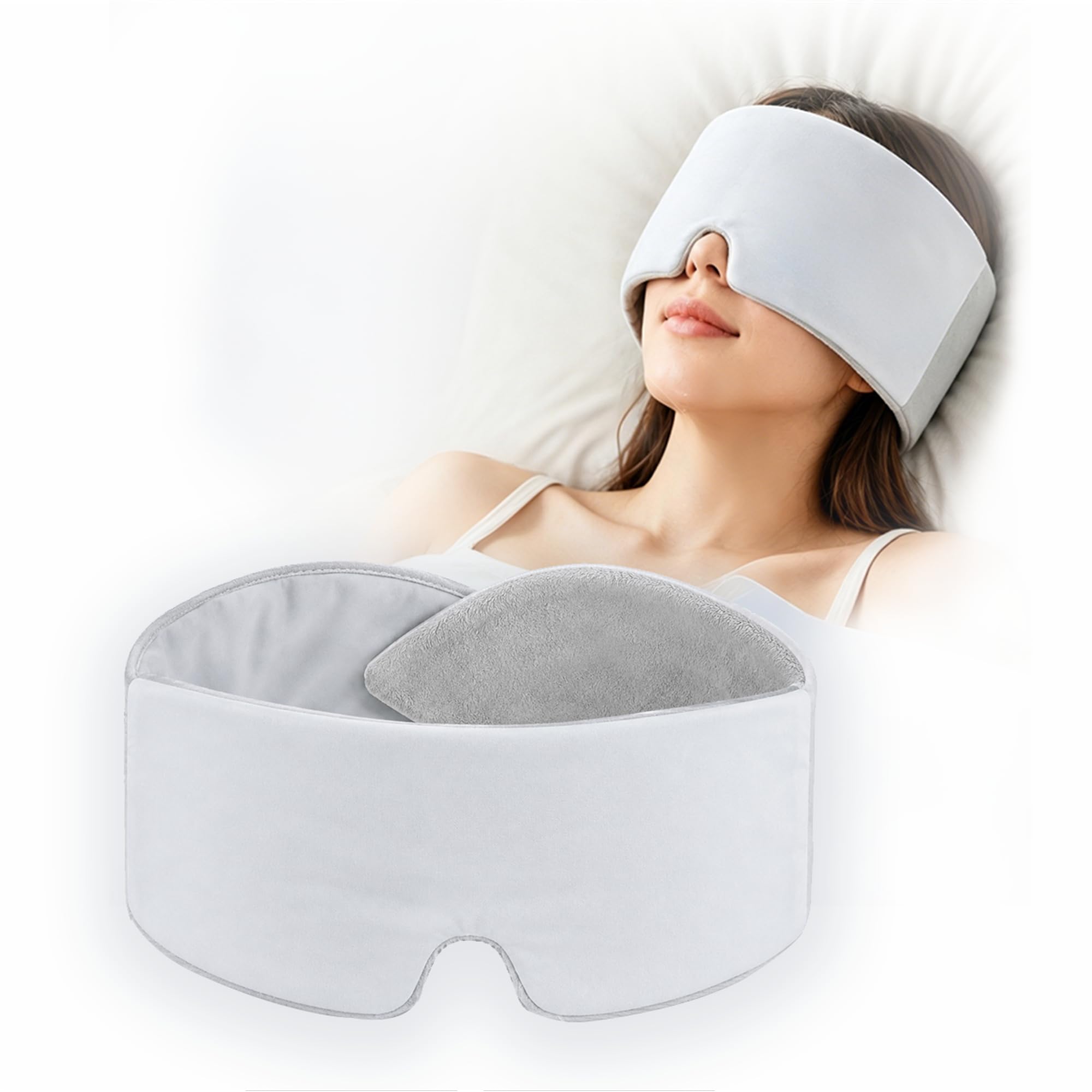 auvstar Antifaz para Dormir, Antifaz Seda y Algodón con Bolas de Gravedad, Velcro Silencioso y Cremallera, 72x11.5cm, Talla Universal para Sueño Nocturno y Viajes en Avión
