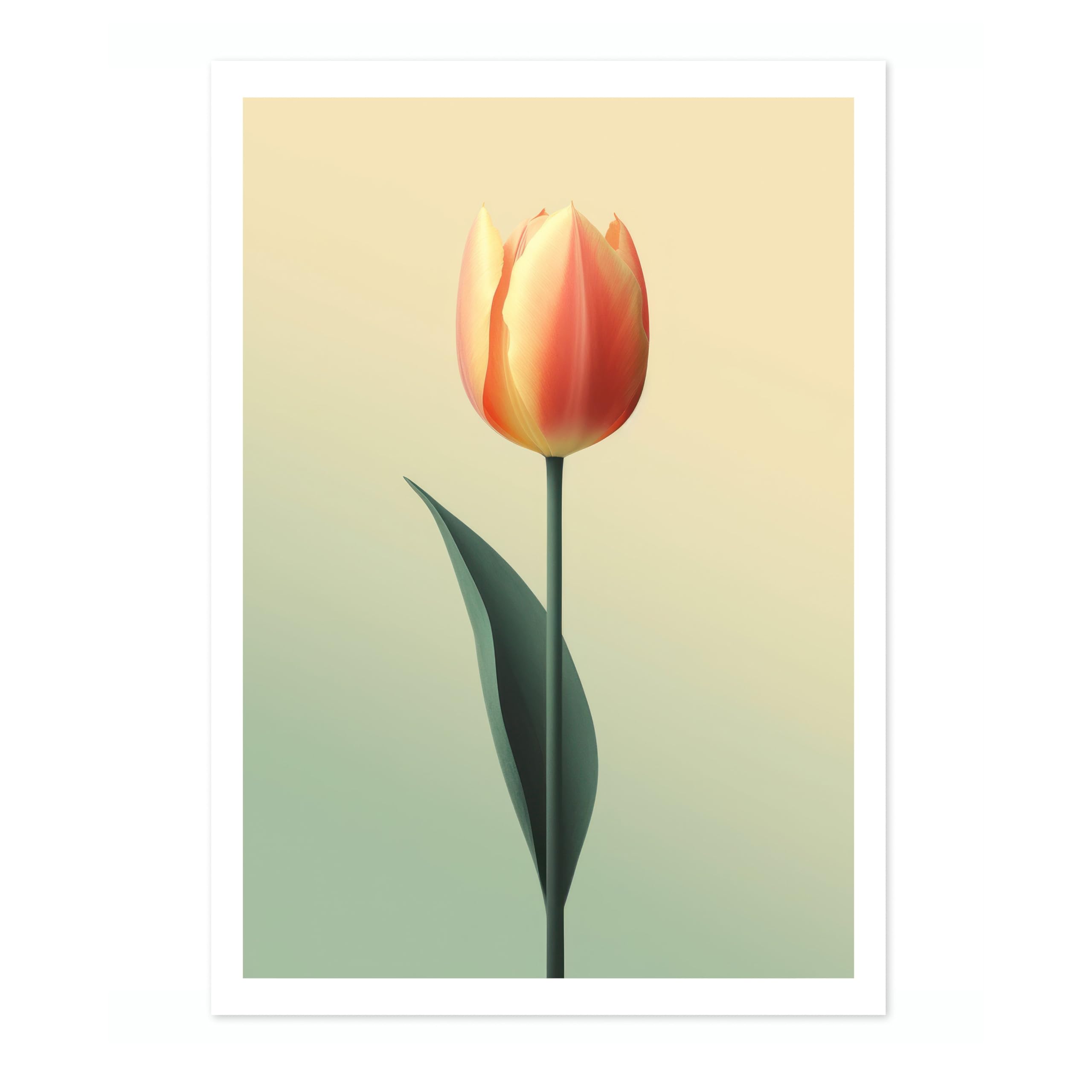 Tulip Flower Poster, Colourful Floral Home Decor Wall Art, Abstract Colourful Minimalist Bedroom Artwork Gallery, Archival Matte, 50x70cm (Print Only) - 50x70cm โ image 1