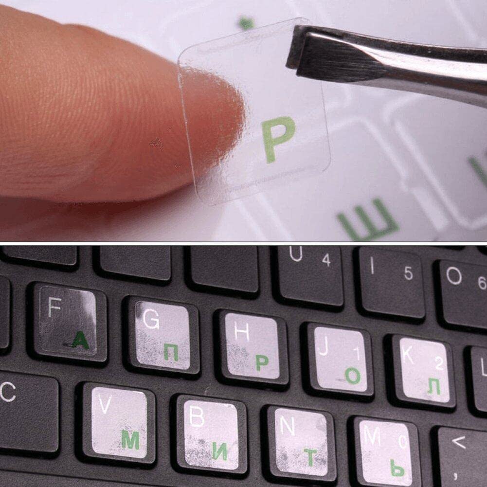 Hrippy Lettere Russe Adesivi per Tastiera 2pcs Pc Copri Tastiera Trasparente Russia per Tastiere per Computer Desktop per Notebook
