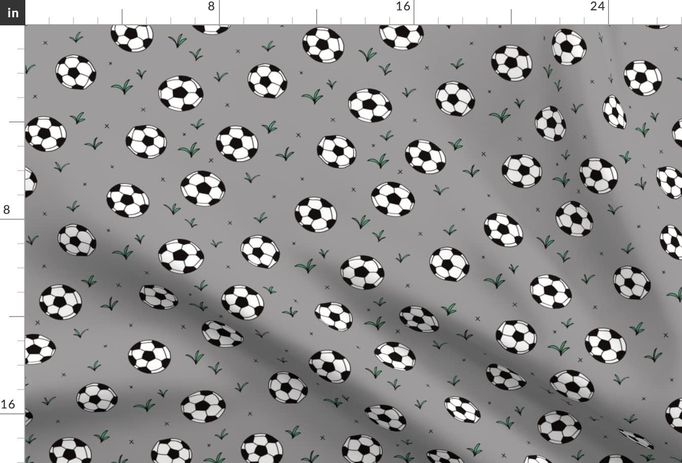 Spoonflower Fabric - Soccer Ball Fun Sports Illustration Grass Gray Boys Gender Neutral Printed on Upholstery Velvet Fabric Fat Quarter - Upholstery Home Decor Bottomweight Apparel