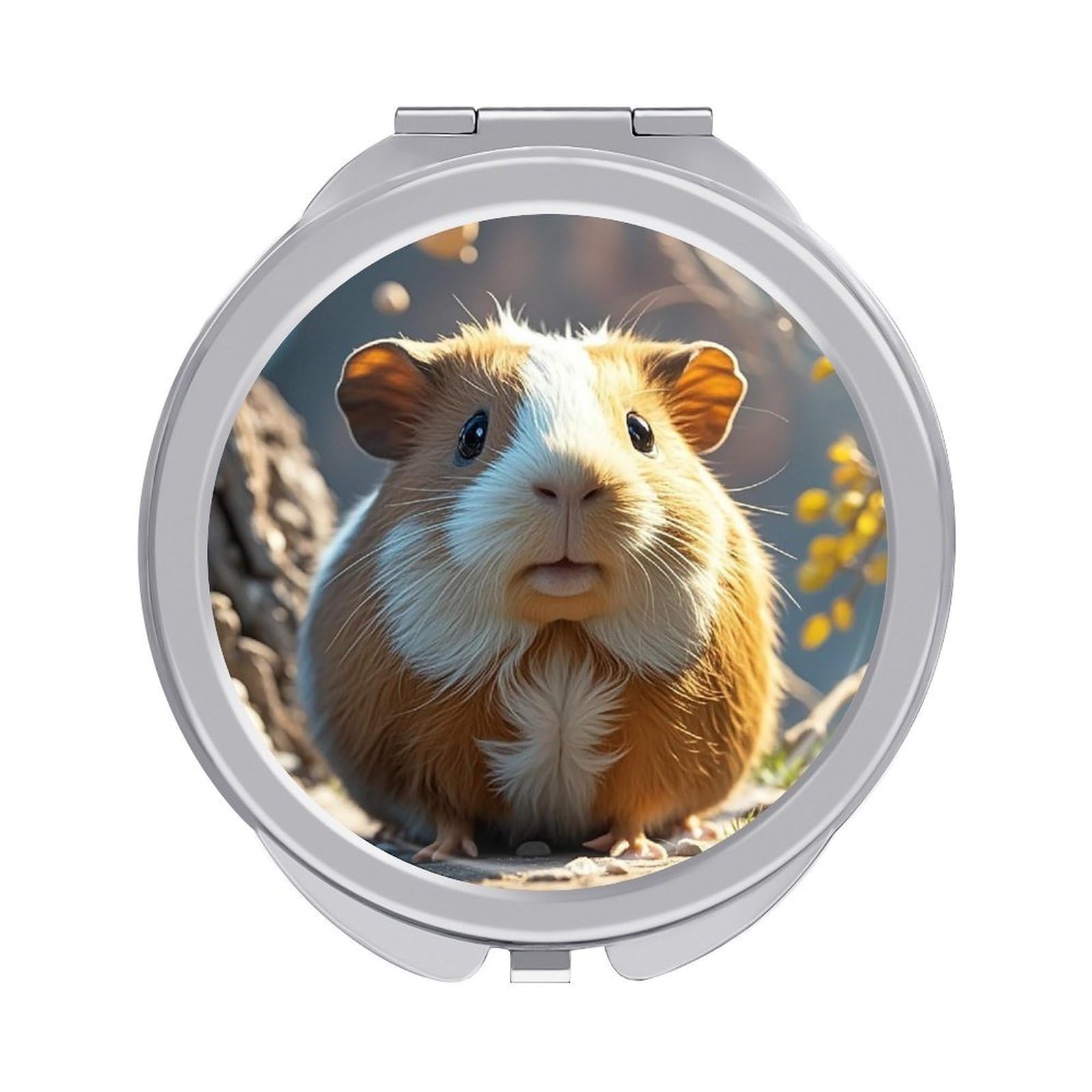 FekiLoot Guinea Pig Compact Mirror for Purse Portable Travel Makeup Mirrors Metal Magnifying Pocket Mirror Double Sided Small Handheld Mirrors for Women Travel Essentials