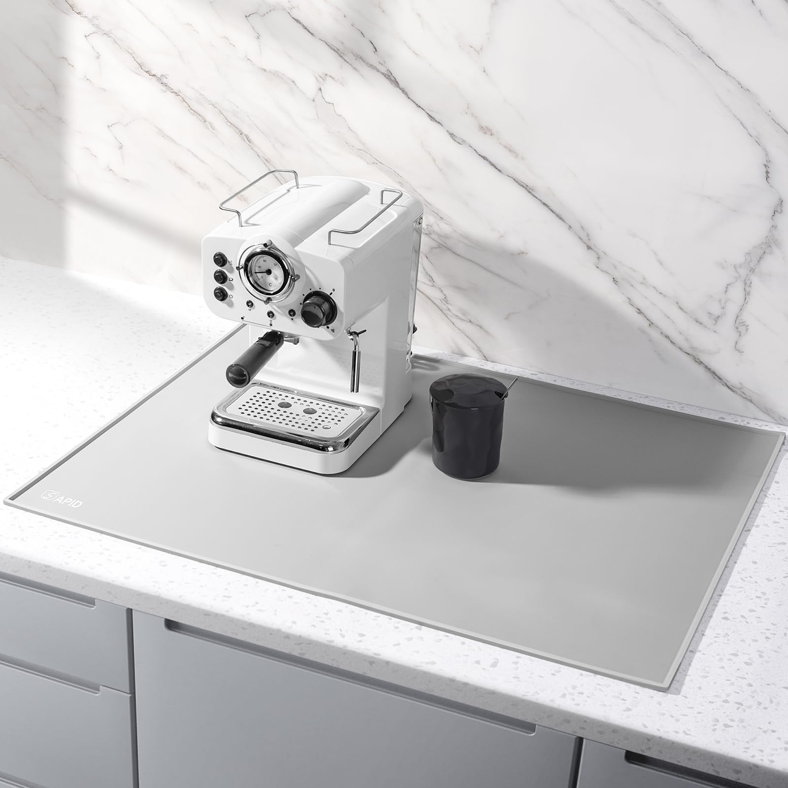 SAPID 32"x24" Extra Large Silicone Mat With Raised Edges, Rolled-Up Silicone Mats For Kitchen Counter Heat Resistant Silicone Mat With Lip, Thick Countertop Protector Mat,Silicone Mats For Crafts,Gray