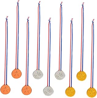 INOOMP 18pcs Medal Toy Gold Trim Makeup Toy Soccer Trophies Plastic Award Medals Gold Prizes Golden Medal Toy Multi-Function Plastic Medal Kids Soccer Medal Interesting Soccer Medal Metal