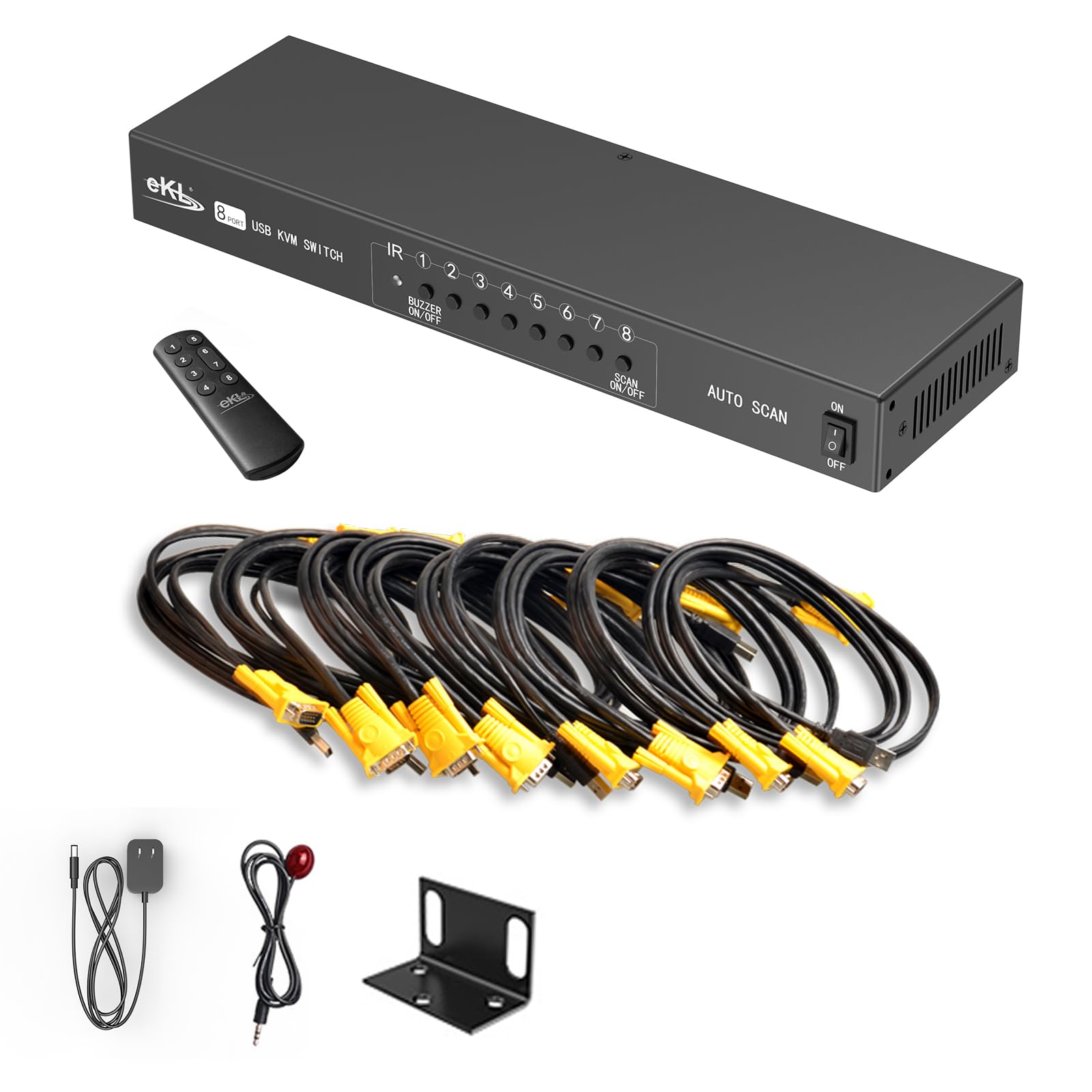eKL VGA KVM Switch 8 Port in 2 Out Switcher 8x2 Supports Basic Keyboard and Mouse Audio USB 2.0 Devices Sharing 8 Computers