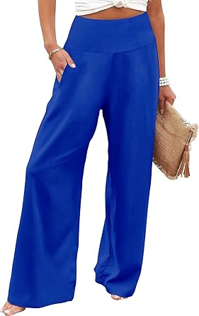 JZC Women's Palazzo Lounge Pants Casual Wide Leg Pants High Waist Flowy Toursers with Pockets