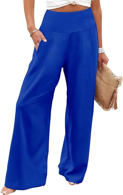 JZC Women's Palazzo Lounge Pants Casual Wide Leg Pants High Waist Flowy Toursers with Pockets