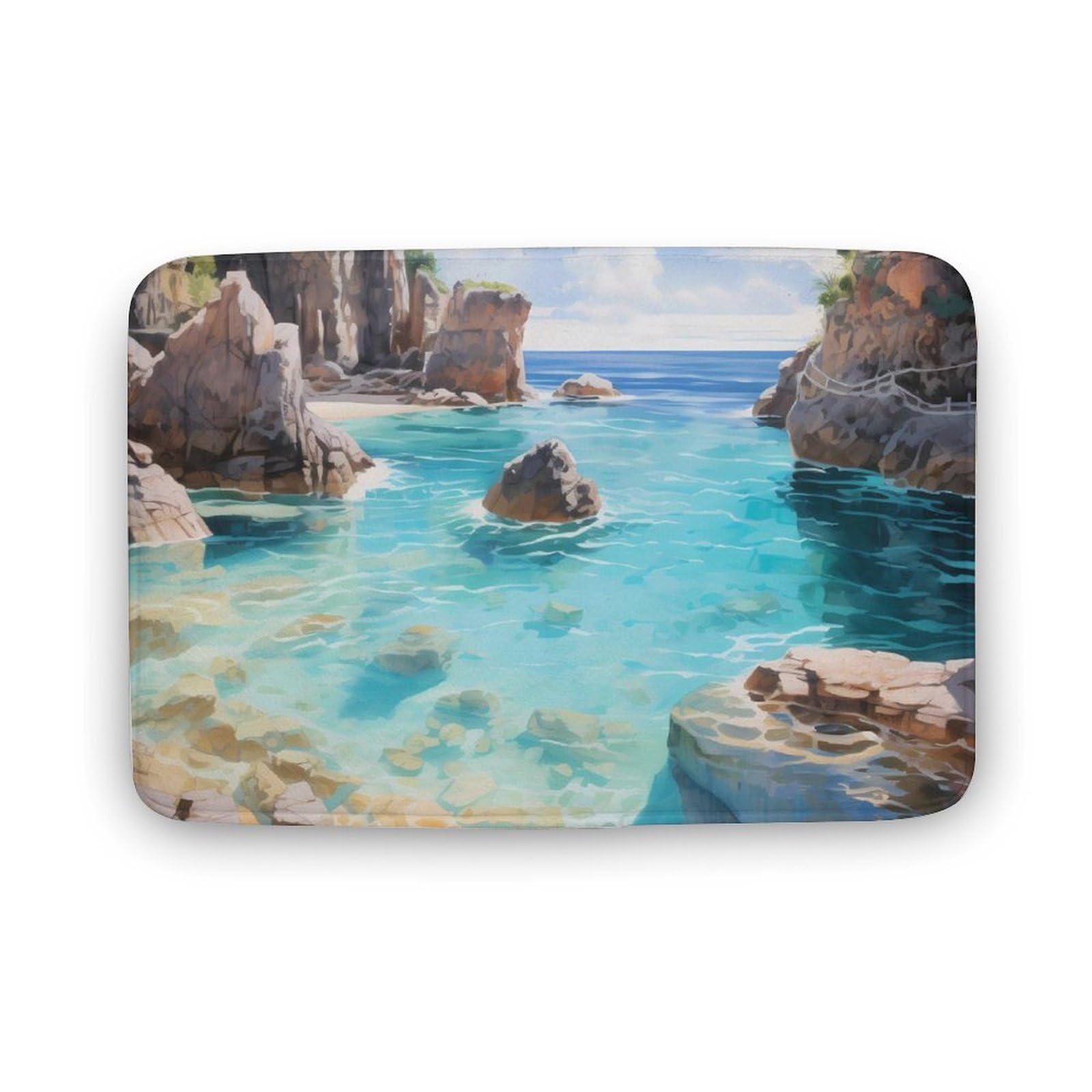 Horseshoe Bay Cove Bermuda Coral Velvet Rugs Non-Slip Bathroom Rugs Soft Kitchen Rug Floor Carpet for Home Decor 15.7