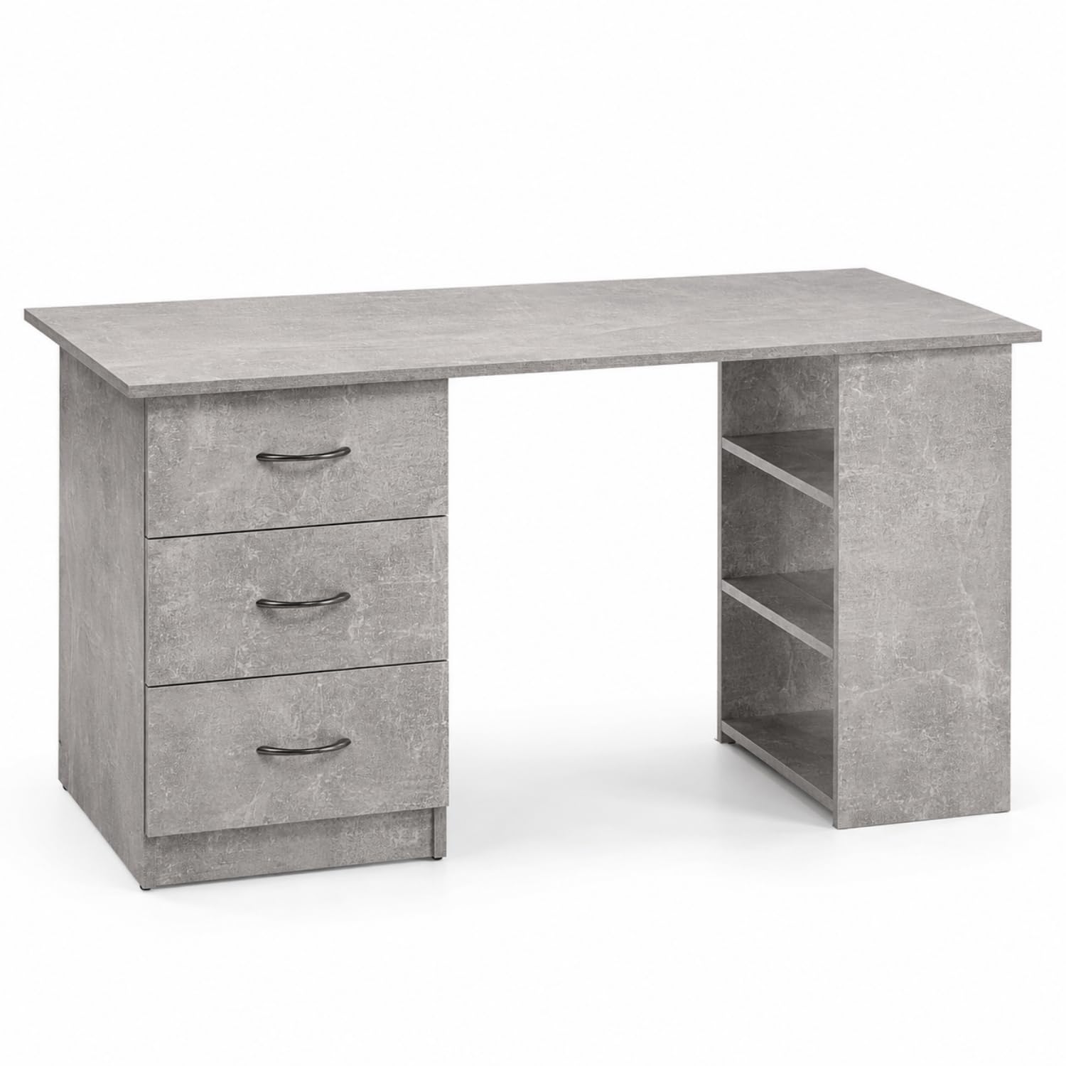 Arreditaly Scrivania Moderna Con 3 Cassetti E 3 Vani A Giorno Scrittoio Struttura In MDF Resistente Design Minimal Ideale Per Ufficio Studio Cameretta E Smart Working 120 x 49 x 72 Cm Grigio Cemento