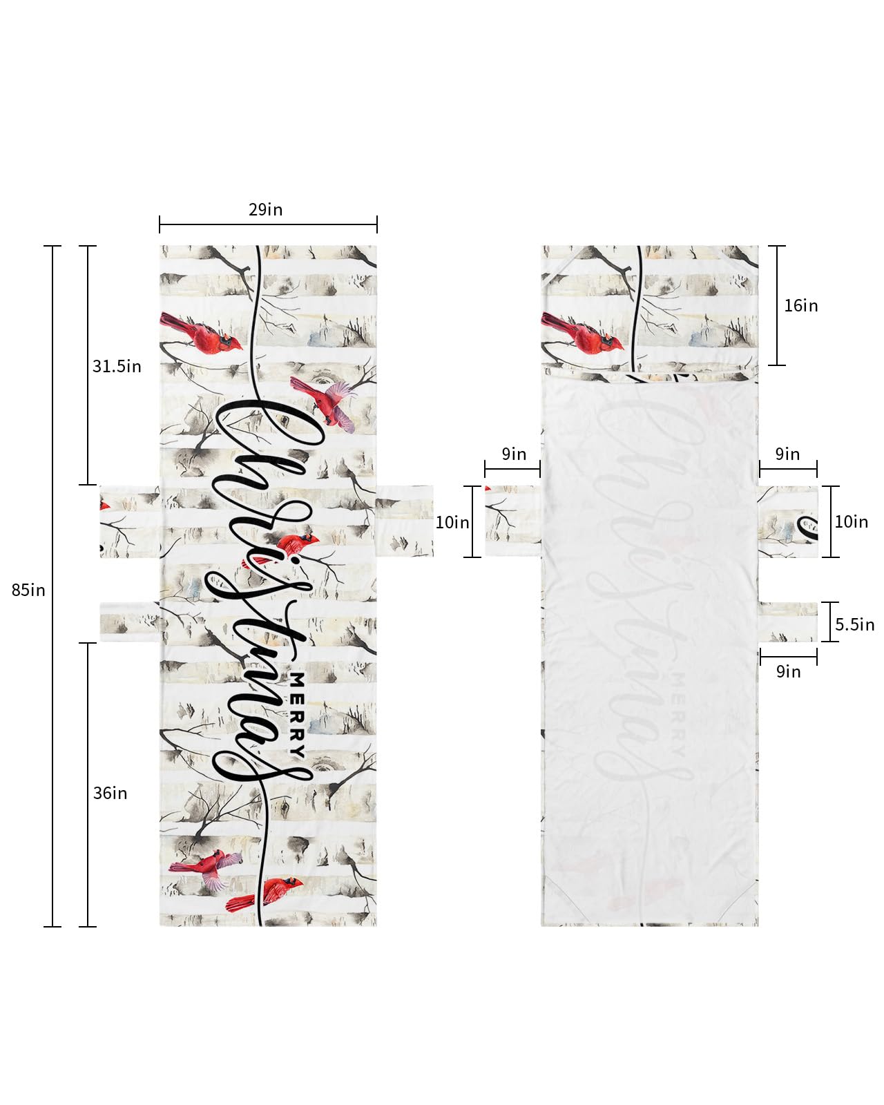 Merry Christmas Beach Lounge Chair Towel Cover, Soft Chaise Lounge Towel with Side Pockets Patio Pool Chairs Cover for Beach/Pool Sunbathing 29x85 Watercolor Xmas Tree Birds