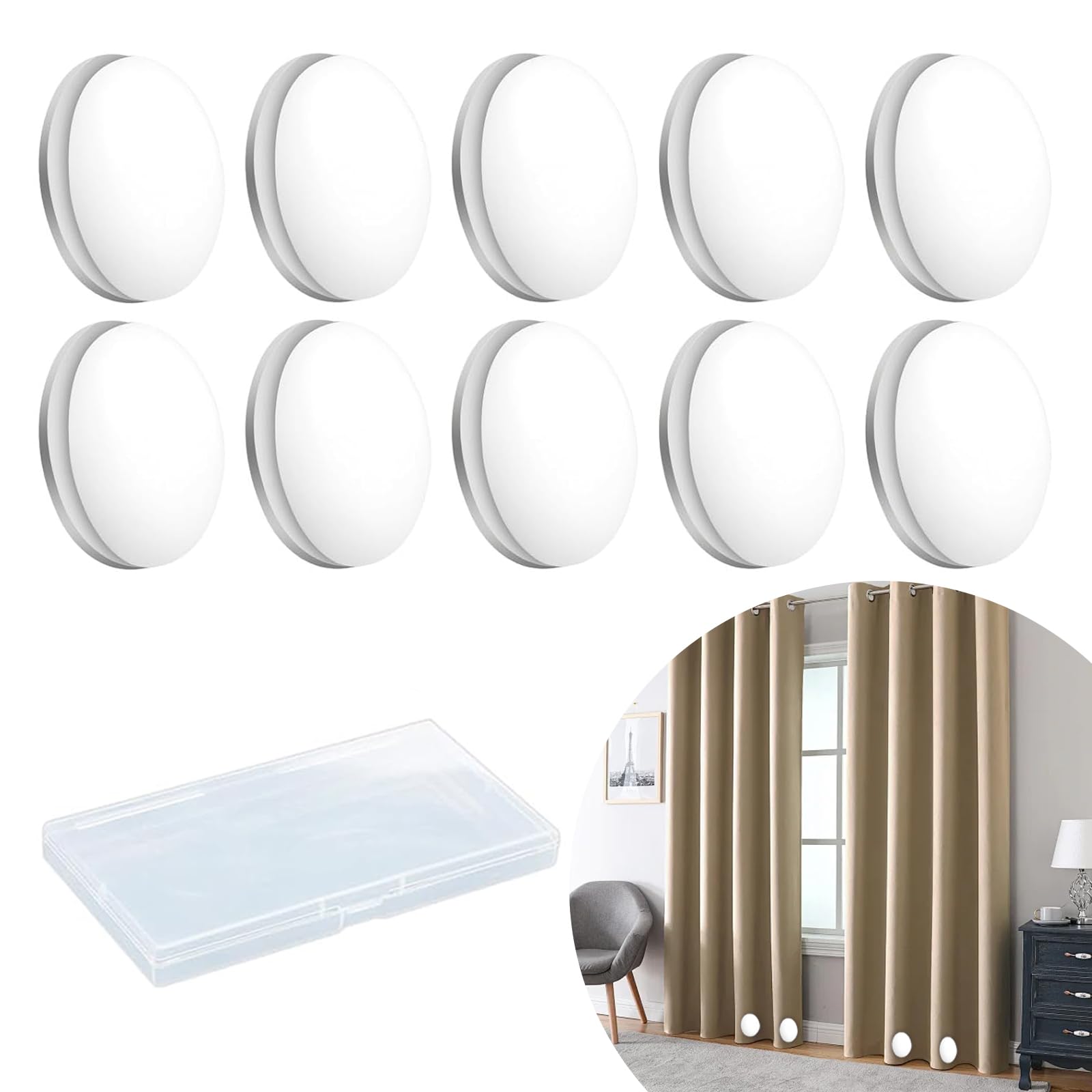 Shower Curtain Weights, 10PCS 4cm Magnetic Curtain Weights with Box for Shower Tablecloths(White)