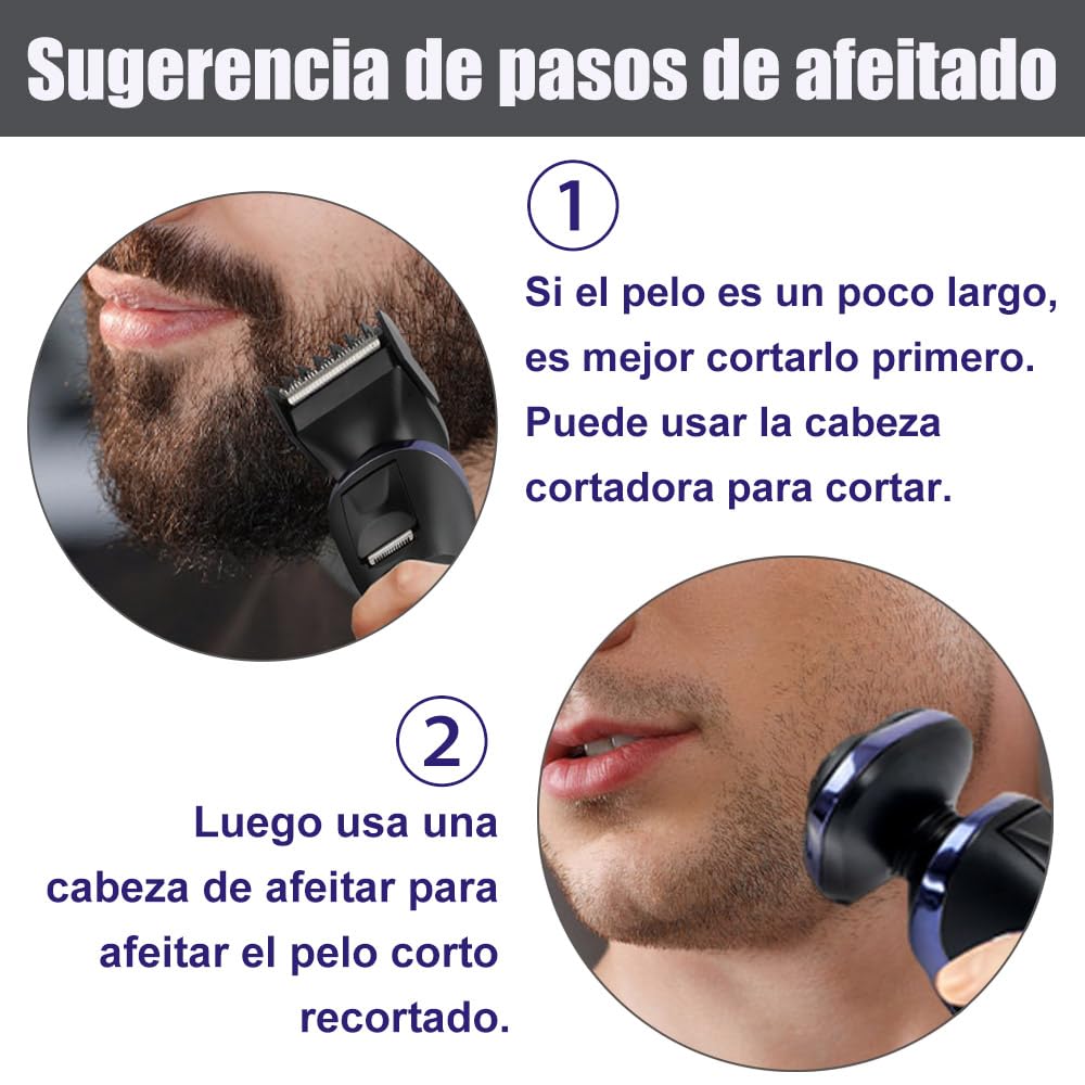 Afeitadora electrica hombre en seco y en húmedo 5 en 1, maquina de afeitar hombre rotativa con cortapelos de precisión IPX7, resistente al agua, Razor eléctrica multifuncional 5en1 para hombres