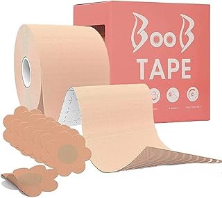 auxa Boob Tape with 10 Nipple Pasties & 2 Silicone Nipple Cover Multipurpose Body Tape for Women Push Up & Lifting Breast Tape Breast Lift Bra Tape for Nipple Cover Reusable-picture-34