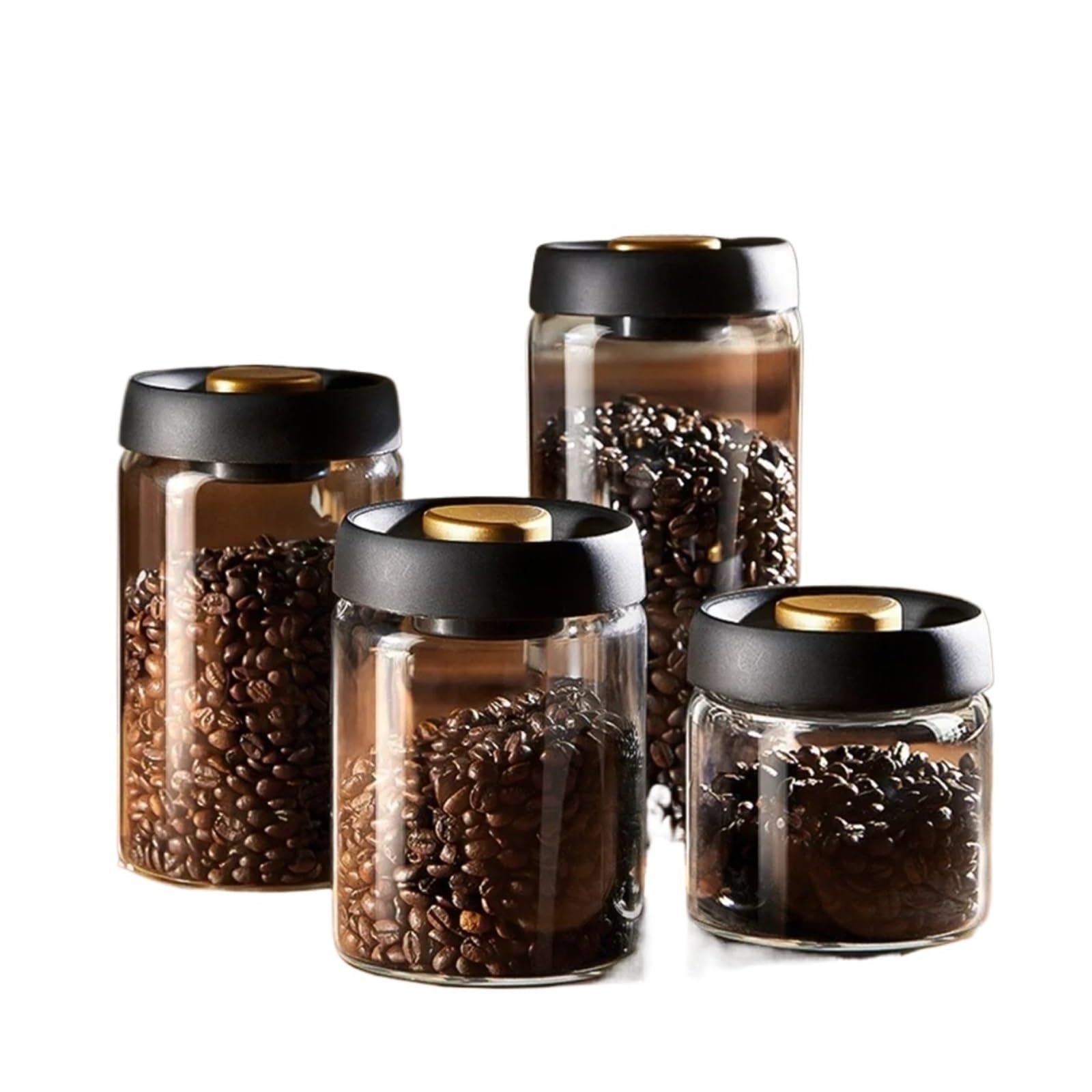 Kompatibel mit Kaffeebohnen, vakuumversiegelter Tank, transparentes Glas, Vorratsgläser for Lebensmittel, feuchtigkeitsbeständiger Luftabsaugung, luftdichter Behälter(600ml)