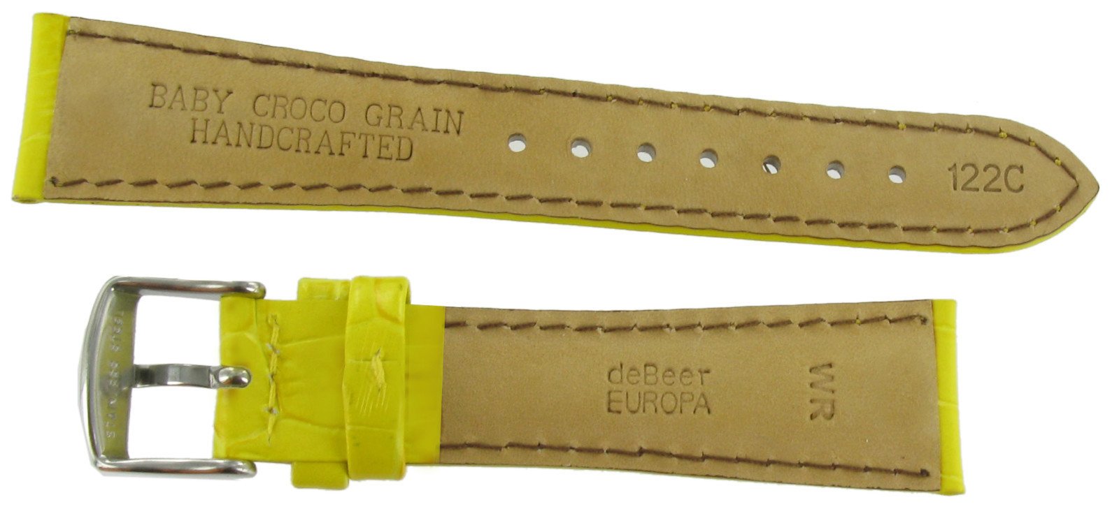 24mm DB Baby Crocodile Grain Yellow Padded Stitched Watch Band Strap