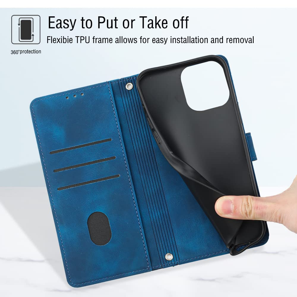Etui kompatybilne z Motorola Moto E22i 4G/E22 4G, etui crossbody do Motorola Moto E22i 4G/E22 4G, magnetyczne składane skórzane etui odporne na wstrząsy z regulowanym sznurkiem na szyję