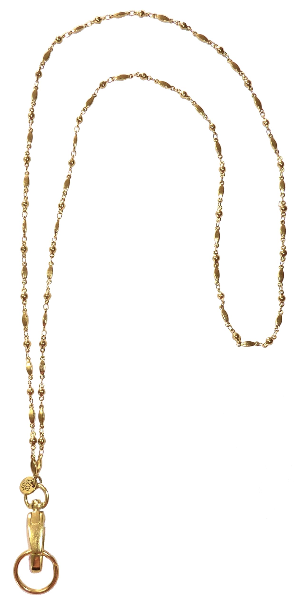 Hidden Hollow Stainless Steel Lanyard and Badge Holder, 34 Inches, Made in USA, Breakaway or Non Breakaway Clasp Options (Stainless Steel - Gold)